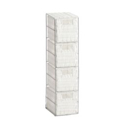 Home Source Metal Frame White Rattan Storage Drawers Organiser Fully Assembled - thumbnail 5