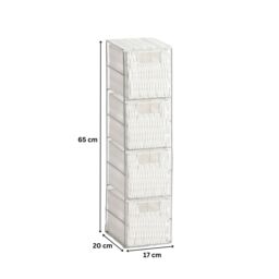 Home Source Metal Frame White Rattan Storage Drawers Organiser Fully Assembled - thumbnail 6