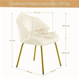 KORVIXA Velvet Accent Chair, Modern Side Chair in Beige - Size: 0.6m2 - thumbnail 2