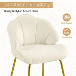 KORVIXA Velvet Accent Chair, Modern Side Chair in Beige - Size: 0.6m2 - thumbnail 3