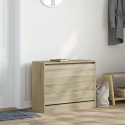 Berkfield Home Shoe Cabinet Sonoma Oak 80x34x63 cm Engineered Wood in Brown - Size: 80 x 34 x 63 cm - thumbnail 3