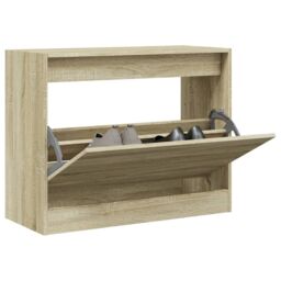 Berkfield Home Shoe Cabinet Sonoma Oak 80x34x63 cm Engineered Wood in Brown - Size: 80 x 34 x 63 cm