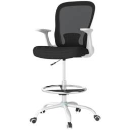 STILVORA Draughtsman Chair with Flip-up Armrests & Foot Ring in Black - thumbnail 5