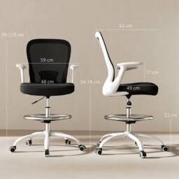 STILVORA Draughtsman Chair with Flip-up Armrests & Foot Ring in Black - thumbnail 3
