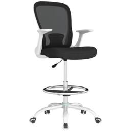 STILVORA Draughtsman Chair with Flip-up Armrests & Foot Ring in Black - thumbnail 4