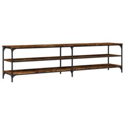 Berkfield Home TV Cabinet Smoked Oak 200x30x50 cm Engineered Wood & Metal in Brown - Size: 200 x 30 x 50 cm - thumbnail 3