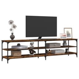 Berkfield Home TV Cabinet Smoked Oak 200x30x50 cm Engineered Wood & Metal in Brown - Size: 200 x 30 x 50 cm - thumbnail 4