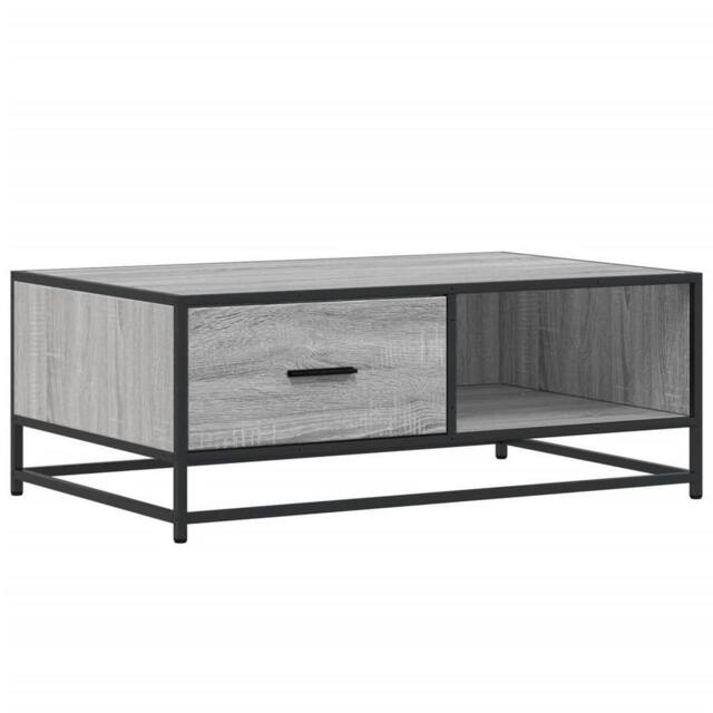 Berkfield Home Coffee Table Grey Sonoma 90x57x35 cm Engineered Wood & Metal - Size: 90 x 57 x 35 cm - image 1