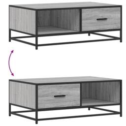 Berkfield Home Coffee Table Grey Sonoma 90x57x35 cm Engineered Wood & Metal - Size: 90 x 57 x 35 cm - thumbnail 9