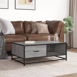 Berkfield Home Coffee Table Grey Sonoma 90x57x35 cm Engineered Wood & Metal - Size: 90 x 57 x 35 cm - thumbnail 3