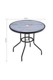 H&O Direct Round Tempered Glass Garden Coffee Table in Grey - thumbnail 2