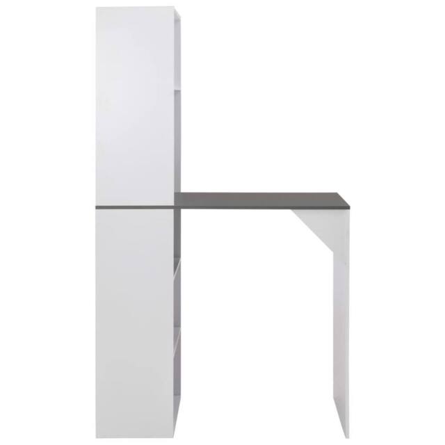 Berkfield Home Bar Table with Cabinet White 115x59x200 cm - Size: 115 x 59 x 200 cm - image 1
