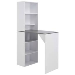 Berkfield Home Bar Table with Cabinet White 115x59x200 cm - Size: 115 x 59 x 200 cm - thumbnail 2