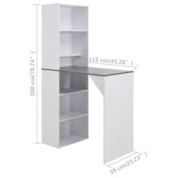 Berkfield Home Bar Table with Cabinet White 115x59x200 cm - Size: 115 x 59 x 200 cm - thumbnail 6