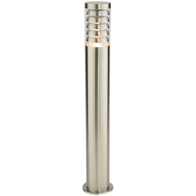 Loops Outdoor Garden Bollard Light 80cm Brushed Steel 9W Outside Path Lamp Post IP44 in Metallics - image 1