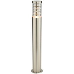 Loops Outdoor Garden Bollard Light 80cm Brushed Steel 9W Outside Path Lamp Post IP44 in Metallics