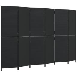 Berkfield Home Room Divider 6 Panels Black Poly Rattan
