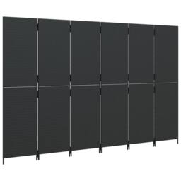 Berkfield Home Room Divider 6 Panels Black Poly Rattan - thumbnail 4