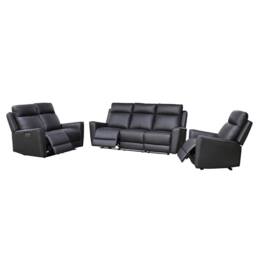 Aspire Rivington Real Leather Power Recliner 3+2+1 Sofa Set with USB Charging in Charcoal - thumbnail 4