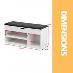 Pirlo Plush Shoe Storage Bench 60CM in White - thumbnail 6