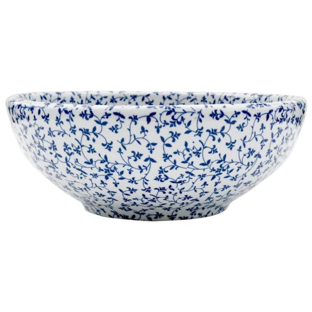 Berkfield Home Countertop Basin White & Blue Round Œ¶41x14 cm Ceramic - Size: 41x14 cm - image 1