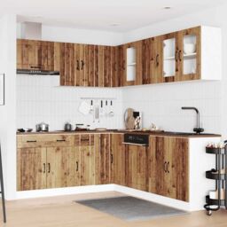 Berkfield Home 11 Piece Kitchen Cabinet Set Lucca Old Wood Engineered Wood in Brown - thumbnail 3