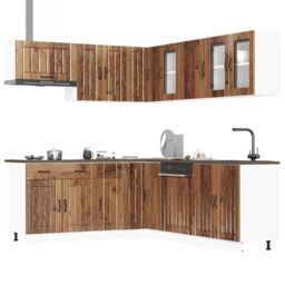 Berkfield Home 11 Piece Kitchen Cabinet Set Lucca Old Wood Engineered Wood in Brown - thumbnail 1