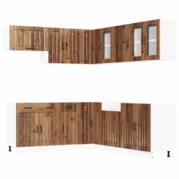 Berkfield Home 11 Piece Kitchen Cabinet Set Lucca Old Wood Engineered Wood in Brown - thumbnail 2