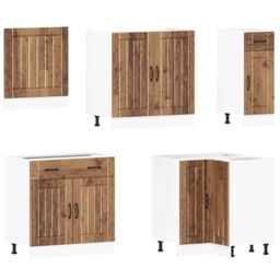 Berkfield Home 11 Piece Kitchen Cabinet Set Lucca Old Wood Engineered Wood in Brown - thumbnail 4