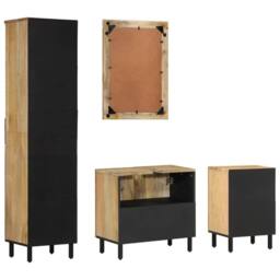 Berkfield Home 4 Piece Bathroom Furniture Set Solid Wood Mango in Brown - thumbnail 4