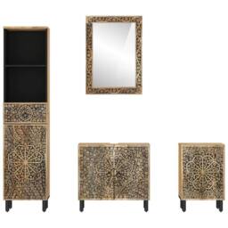 Berkfield Home 4 Piece Bathroom Furniture Set Solid Wood Mango in Brown - thumbnail 3