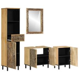 Berkfield Home 4 Piece Bathroom Furniture Set Solid Wood Mango in Brown - thumbnail 2
