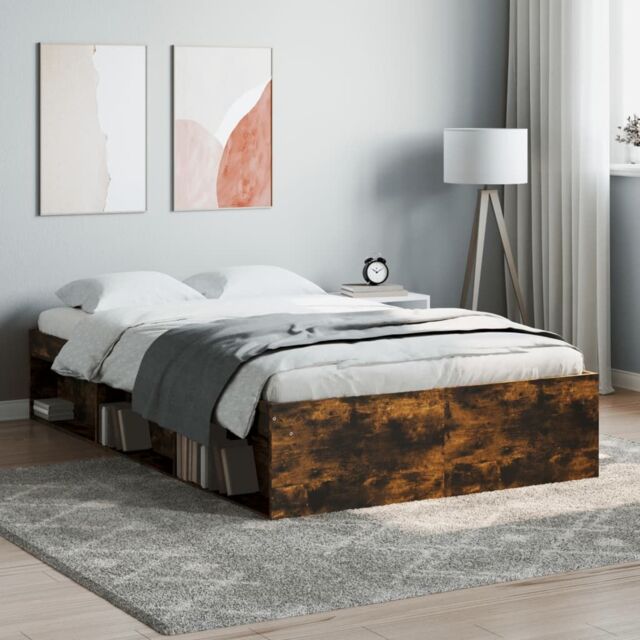 Berkfield Home Bed Frame Smoked Oak 120x190 cm Small Double in Brown - image 1
