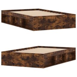 Berkfield Home Bed Frame Smoked Oak 120x190 cm Small Double in Brown - thumbnail 4
