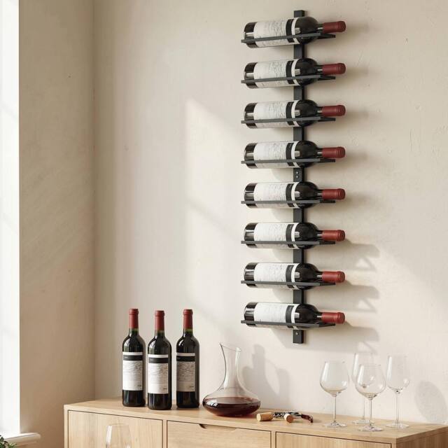 HOMCOM Wall Mount Wine Rack for 8 Wine Bottles, Black - image 1