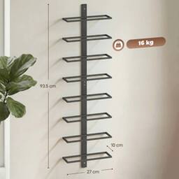 HOMCOM Wall Mount Wine Rack for 8 Wine Bottles, Black - thumbnail 3