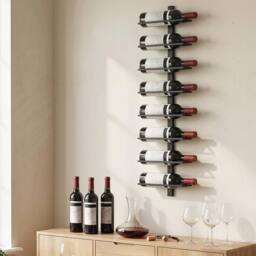 HOMCOM Wall Mount Wine Rack for 8 Wine Bottles, Black - thumbnail 1