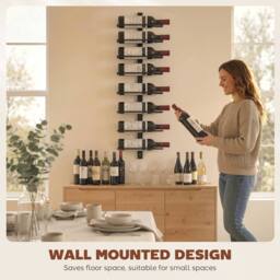 HOMCOM Wall Mount Wine Rack for 8 Wine Bottles, Black - thumbnail 6