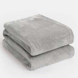 OHS Ultra Soft Flannel Fleece Throw Blanket in Grey - Size: 200 cm x 240 cm - thumbnail 2