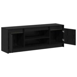 Berkfield Home TV Cabinet with LED in Black Oak, 139.5x34x50 cm, Made of Engineered Wood - Size: 139.5x34x50 cm - thumbnail 5