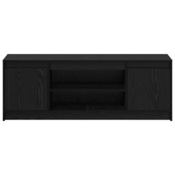 Berkfield Home TV Cabinet with LED in Black Oak, 139.5x34x50 cm, Made of Engineered Wood - Size: 139.5x34x50 cm - thumbnail 6