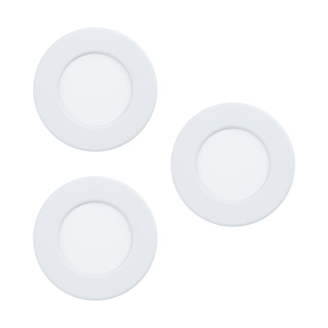 Loops 3 PACK Flush Ceiling Downlight White Steel 2.7W Built in LED 85mm 3000K - image 1