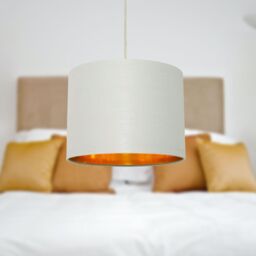 First Choice Lighting Grey Cotton Gold Lining 25cm Pendant Lightshade - thumbnail 4