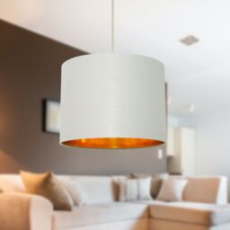 First Choice Lighting Grey Cotton Gold Lining 25cm Pendant Lightshade - thumbnail 5