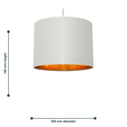 First Choice Lighting Grey Cotton Gold Lining 25cm Pendant Lightshade - thumbnail 6