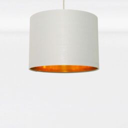 First Choice Lighting Grey Cotton Gold Lining 25cm Pendant Lightshade - thumbnail 2