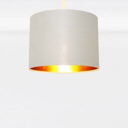 First Choice Lighting Grey Cotton Gold Lining 25cm Pendant Lightshade - thumbnail 3