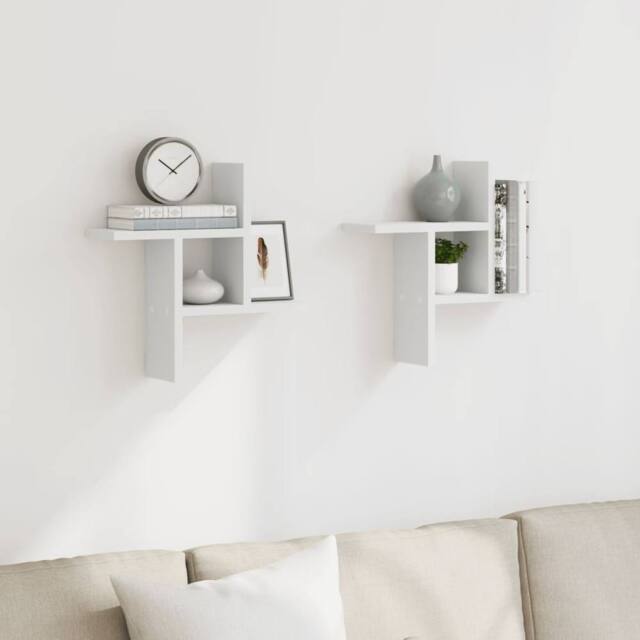 Berkfield Home Durable Wall Shelves 2 pcs White 38x12x38 cm Engineered Wood - Size: 38 x 12 x 38 cm - image 1