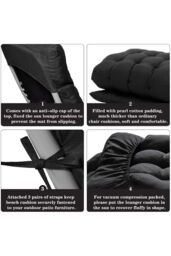 Living and Home 160 cm W x 50cm D Black Lounger Cushion Bench Cushion with Anti-Slip Cover - thumbnail 5
