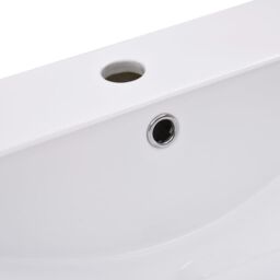 Berkfield Home Built-in Basin 91x39.5x18.5 cm Ceramic White - thumbnail 6